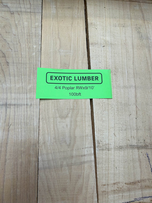 POPLAR 4/4 Prime Grade KD - 100BF SPECIAL 9/10'xRW | Available Machined!