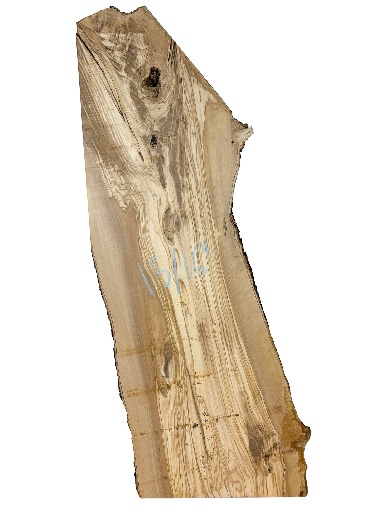 OLIVEWOOD: Italian Live Edge Figured, Slab 46"x 7.5-16"x 15/16" - WE1176