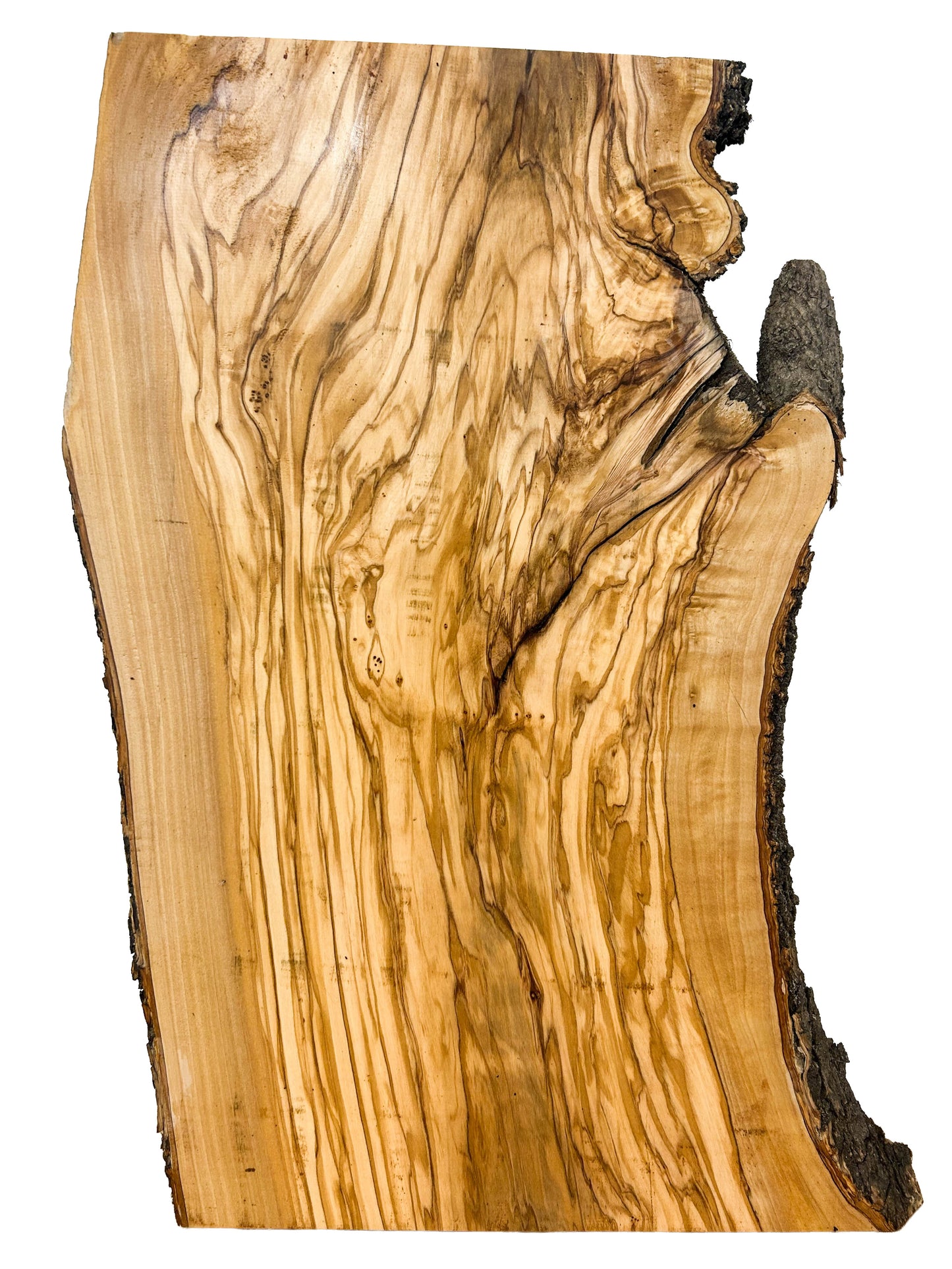 OLIVEWOOD: Italian Live Edge Figured, Cutting Boards 18.5"x 10-12"x 1" - WE548