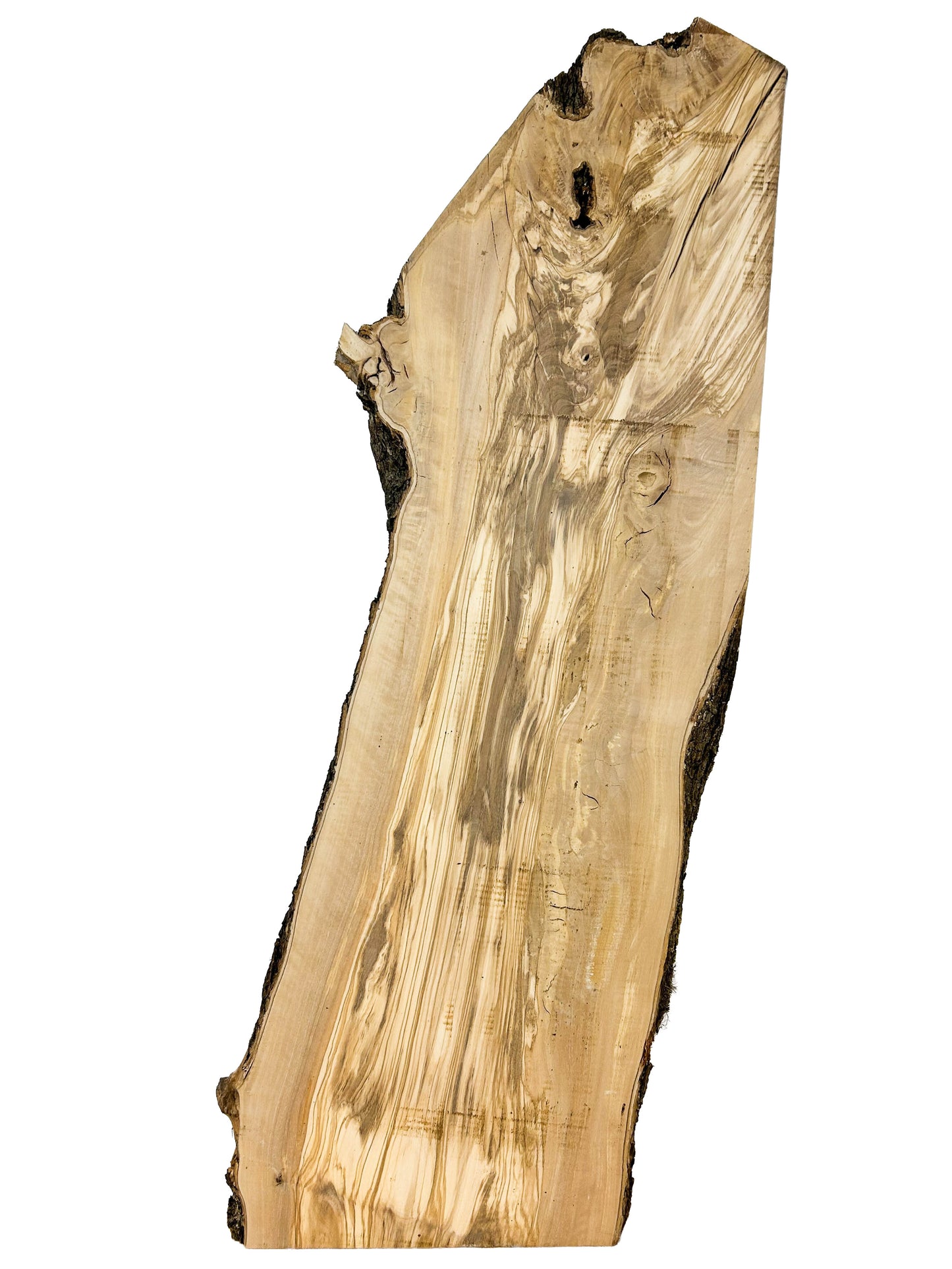 OLIVEWOOD: Italian Live Edge Figured, Slab 46"x 7.5-16"x 15/16" - WE1176