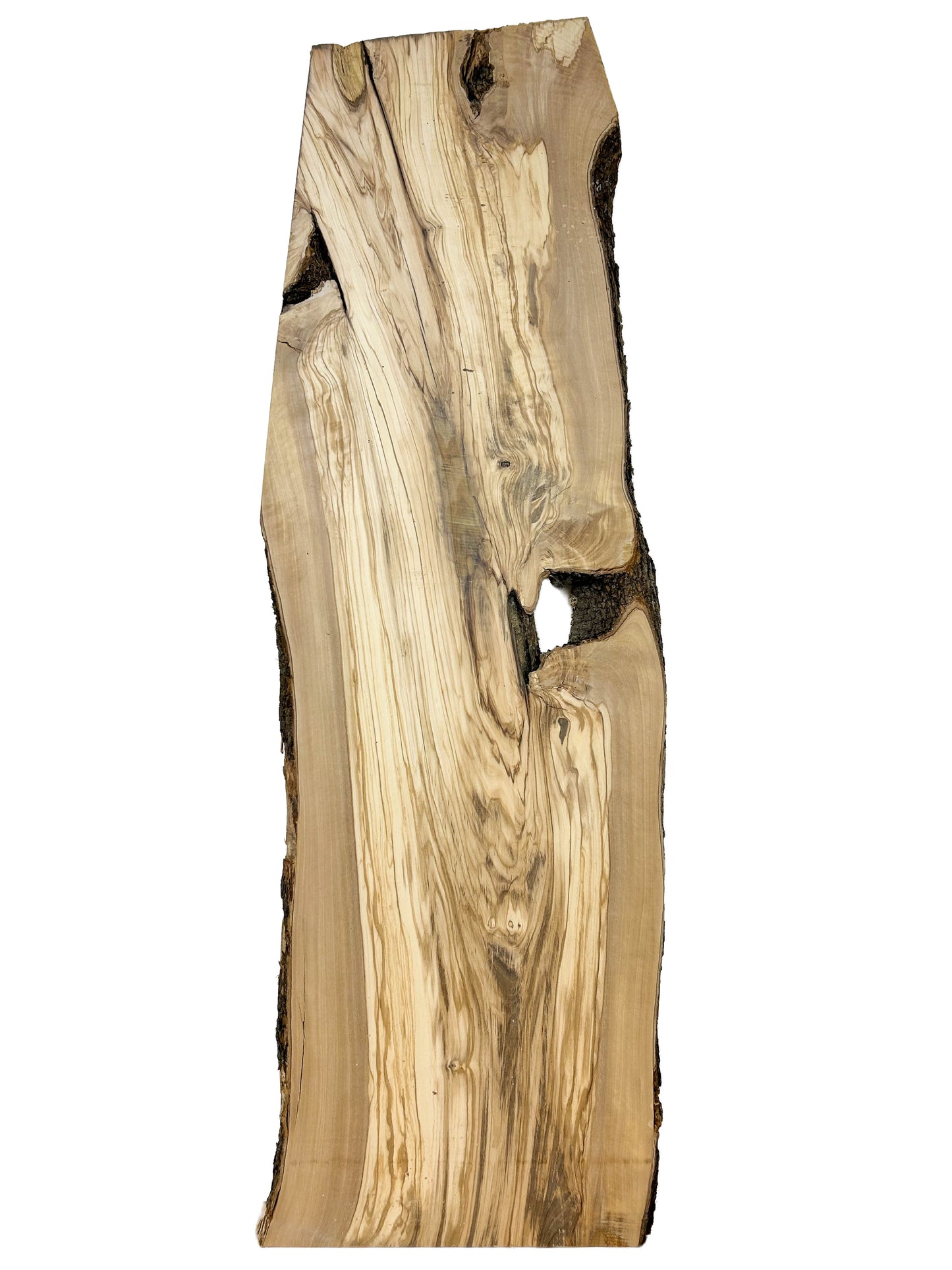 OLIVEWOOD: Italian Live Edge Figured, Slab 49"x 12-16"x 1" - WE1178