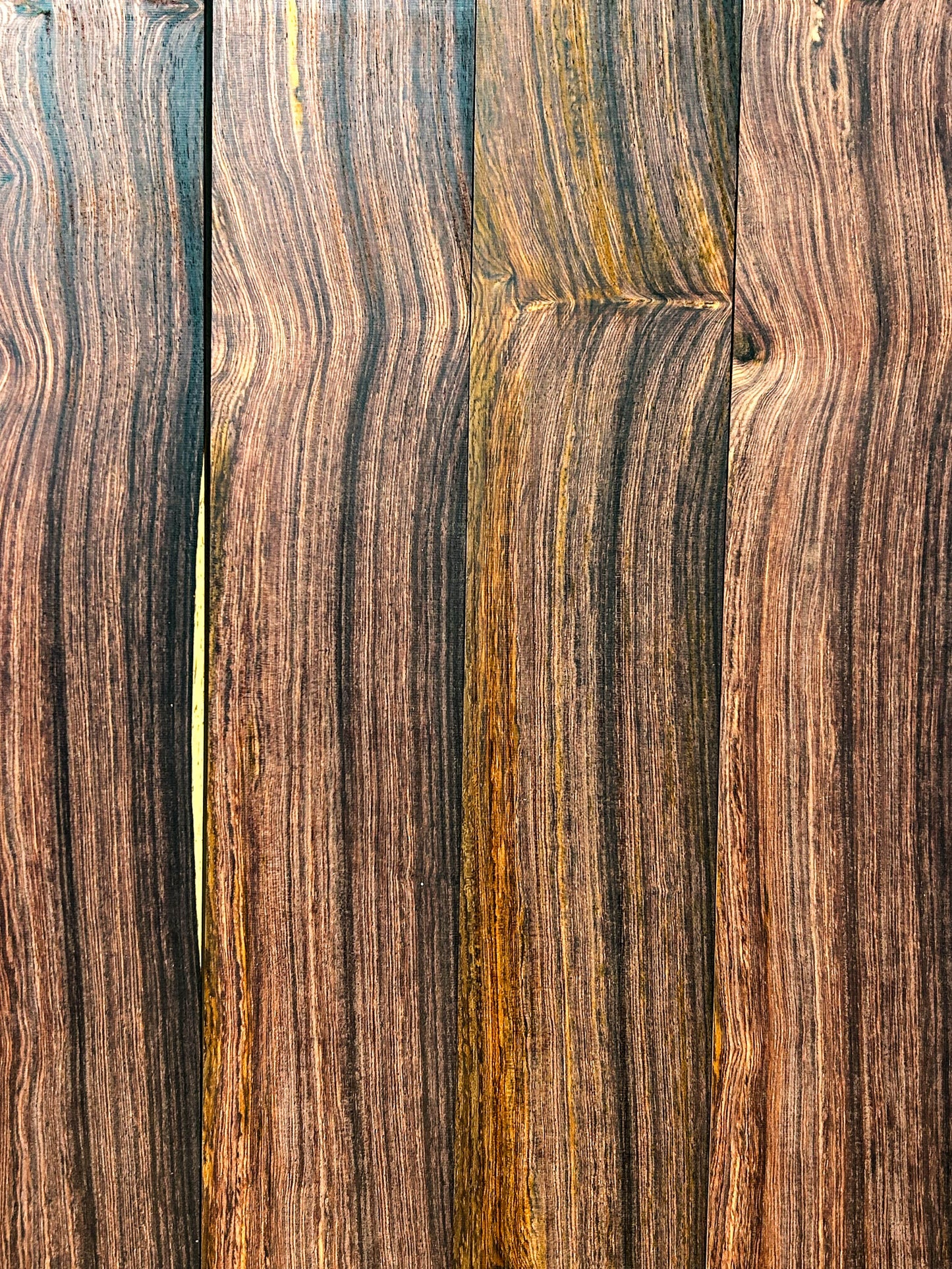 Cocobolo, Highly Figured Thins - 37" x 3" x 1/8"  WE1186