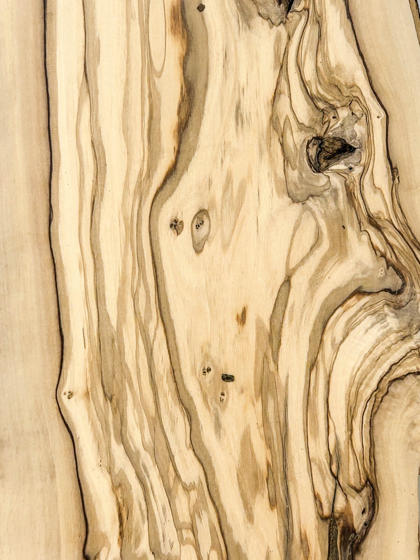 OLIVEWOOD: Italian Live Edge Figured, Slab 40"x 5-9.5"x 3/4" - WE1349