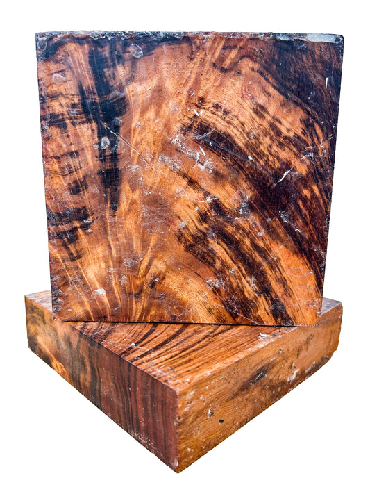 Goncalo Alves/Tigerwood CROTCH Figure Bowl Blank - 6" x 6" x 1.5"  WE1434