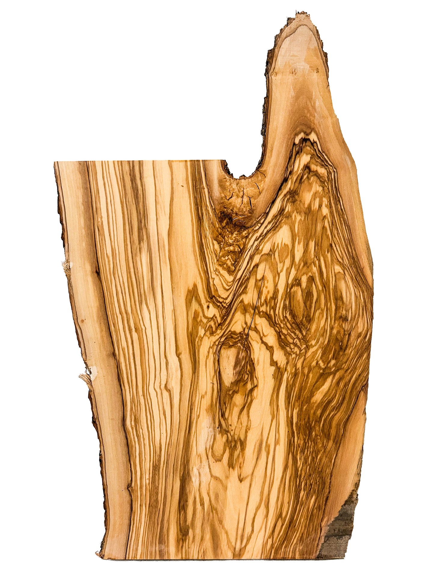 OLIVEWOOD: Italian Live Edge Figured, Cutting Boards 18/24"x 11.5-13.5"x 1" [WE362]