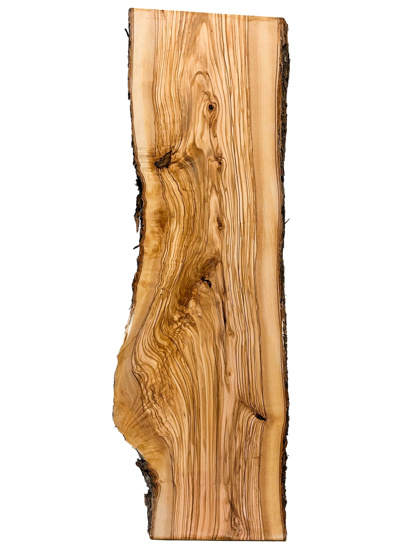 OLIVEWOOD: Italian Live Edge Figured, Cutting Boards 32.5"x 9-10.5"x 1" [WE363]