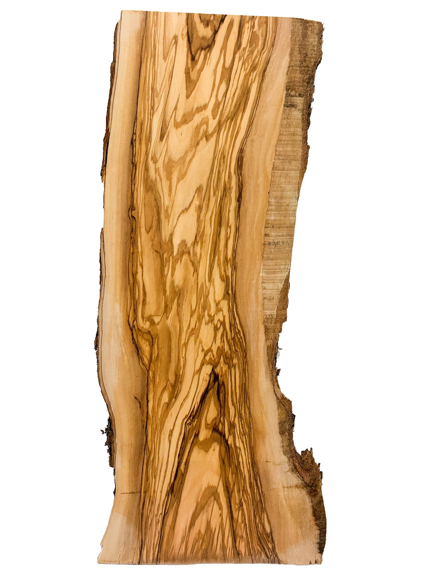 OLIVEWOOD: Italian Live Edge Figured, Cutting Boards 26.5"x 9-11"x 1" [WE365]
