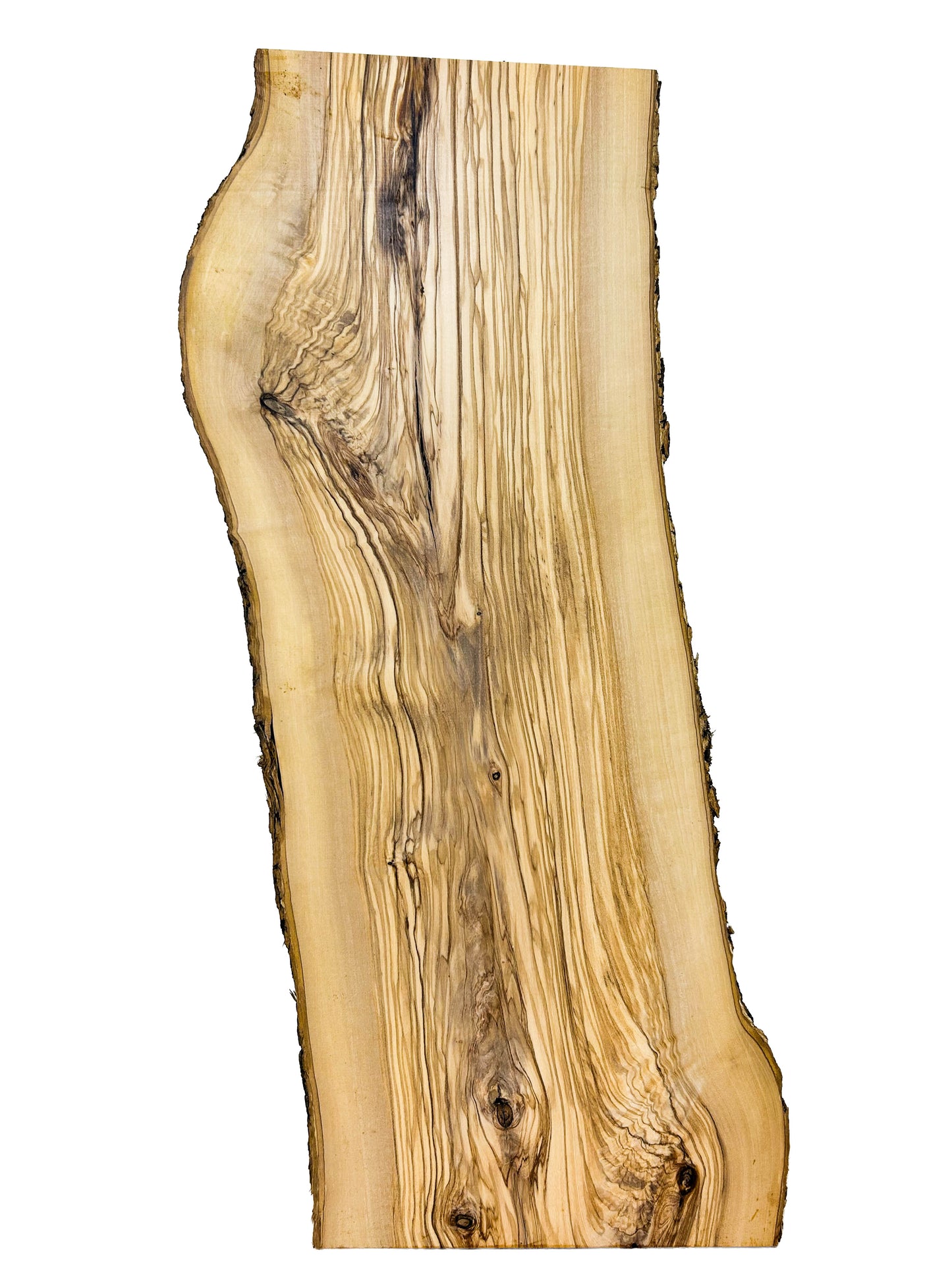 OLIVEWOOD: Italian Live Edge Figured, Cutting Boards 24"x 9-9.5"x 1" [WE454]