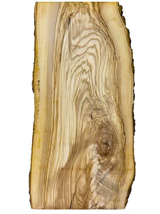 OLIVEWOOD: Italian Live Edge Figured, Cutting Boards 24"x 8-12"x 1" - WE515