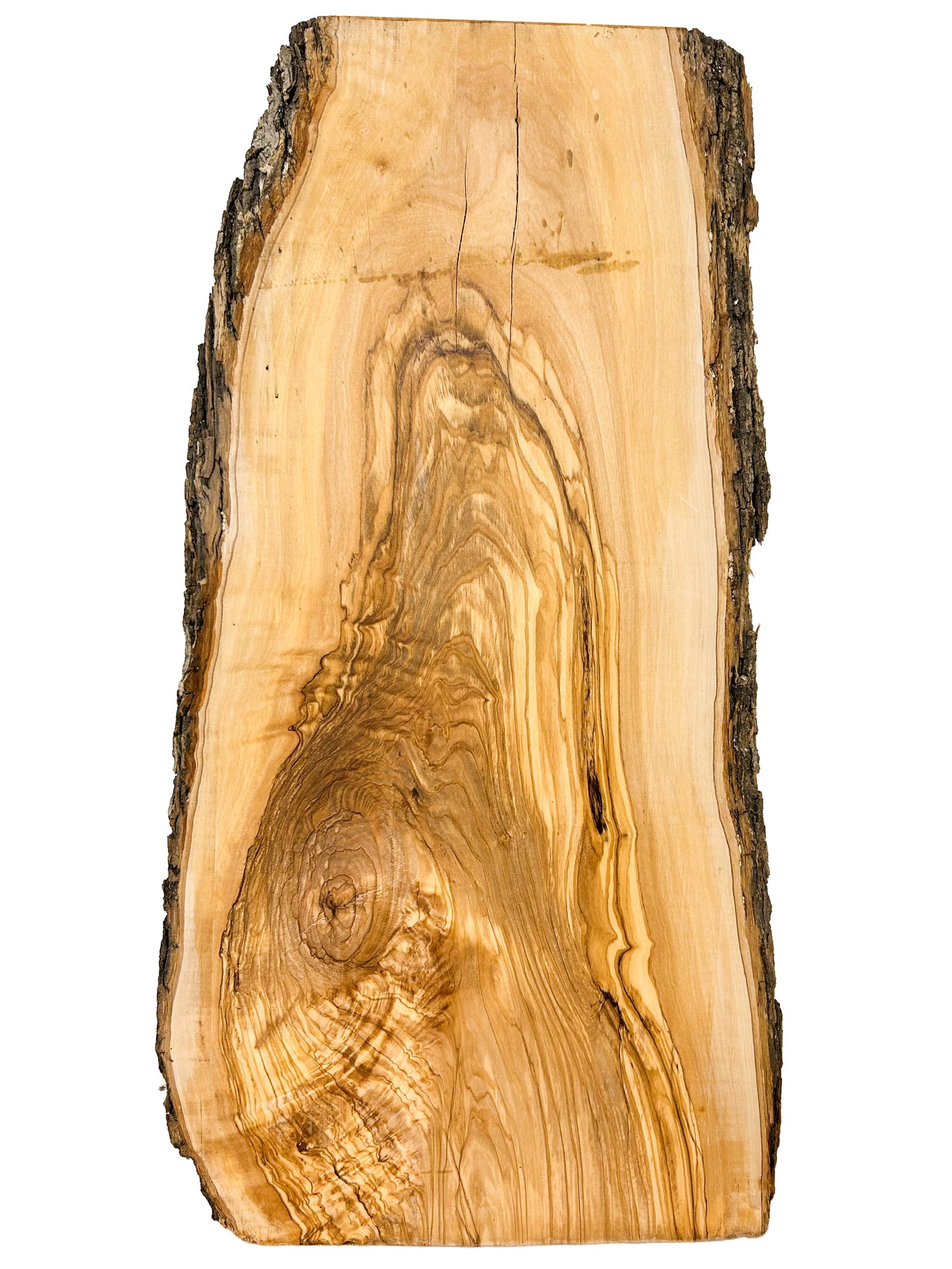 OLIVEWOOD: Italian Live Edge Figured, Cutting Boards 24"x 8-12"x 1" - WE515