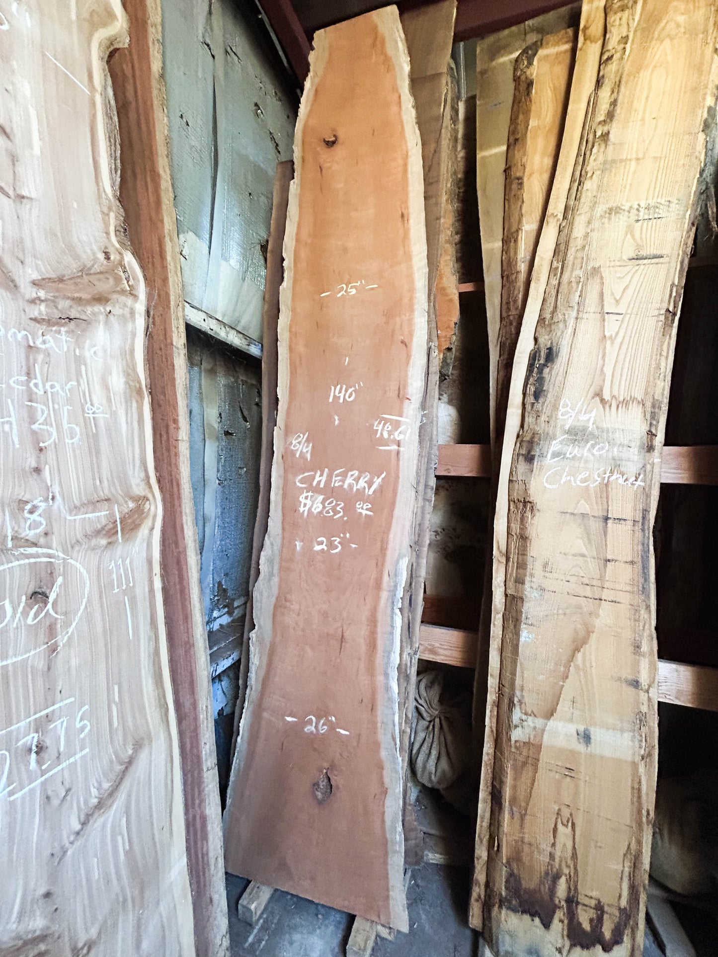 Cherry, American 8/4 Live Edge Slab - 140"x 25"x 2" [WE347]