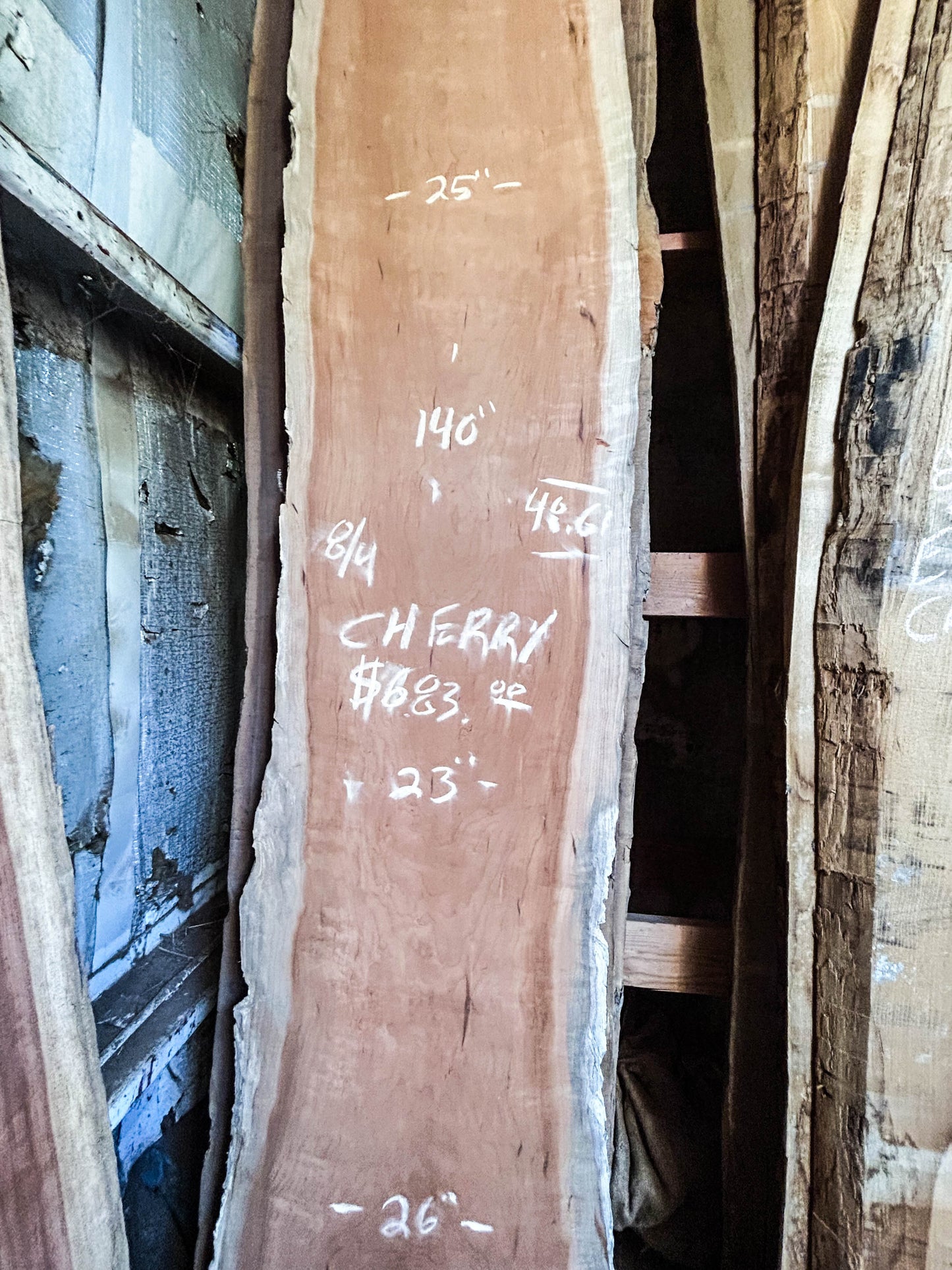 Cherry, American 8/4 Live Edge Slab - 140"x 25"x 2" [WE347]