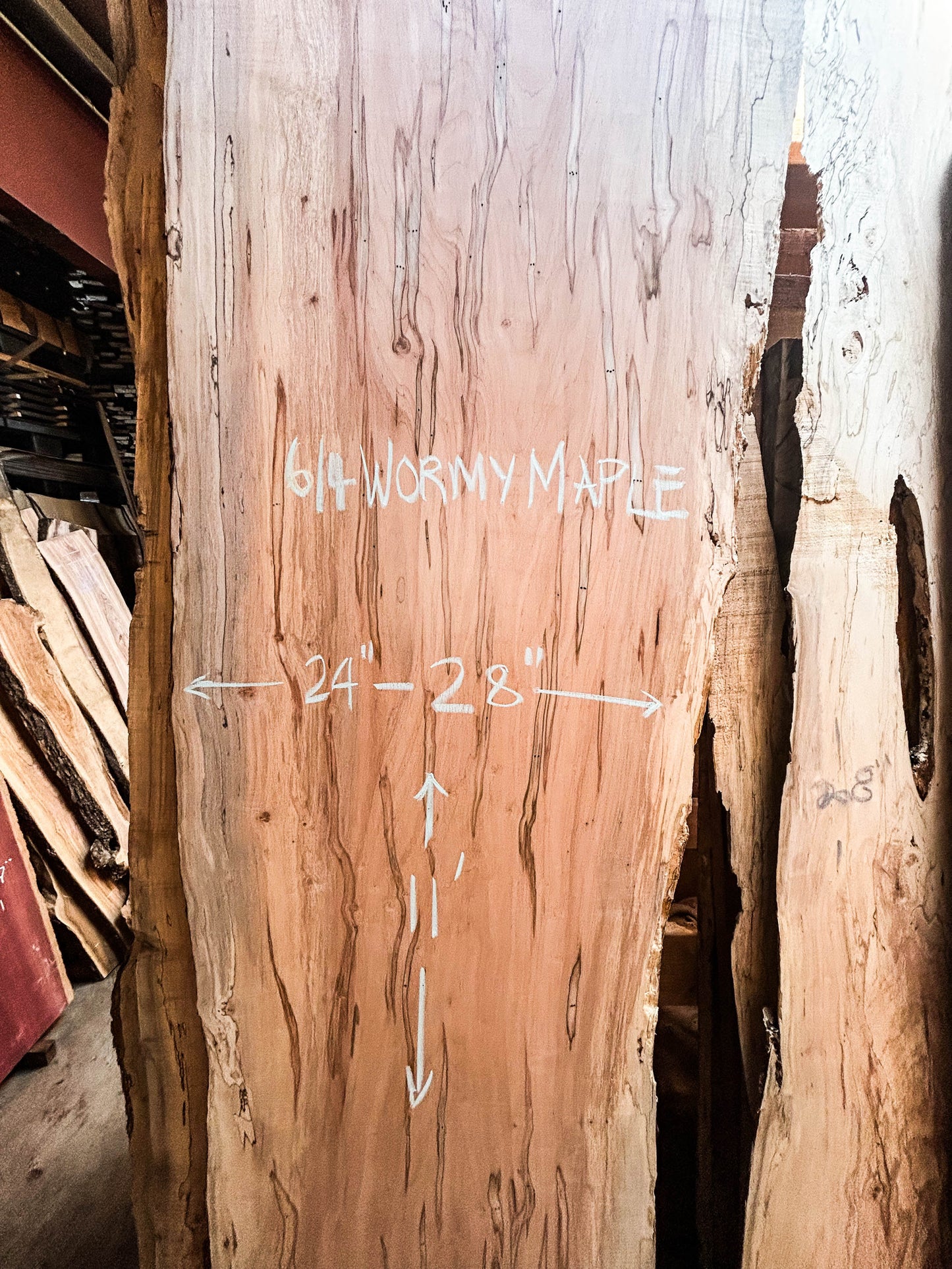 Maple, Ambrosia 6/4 Live Edge Slab - 132"x 24-28"x 1.5" [WE348]