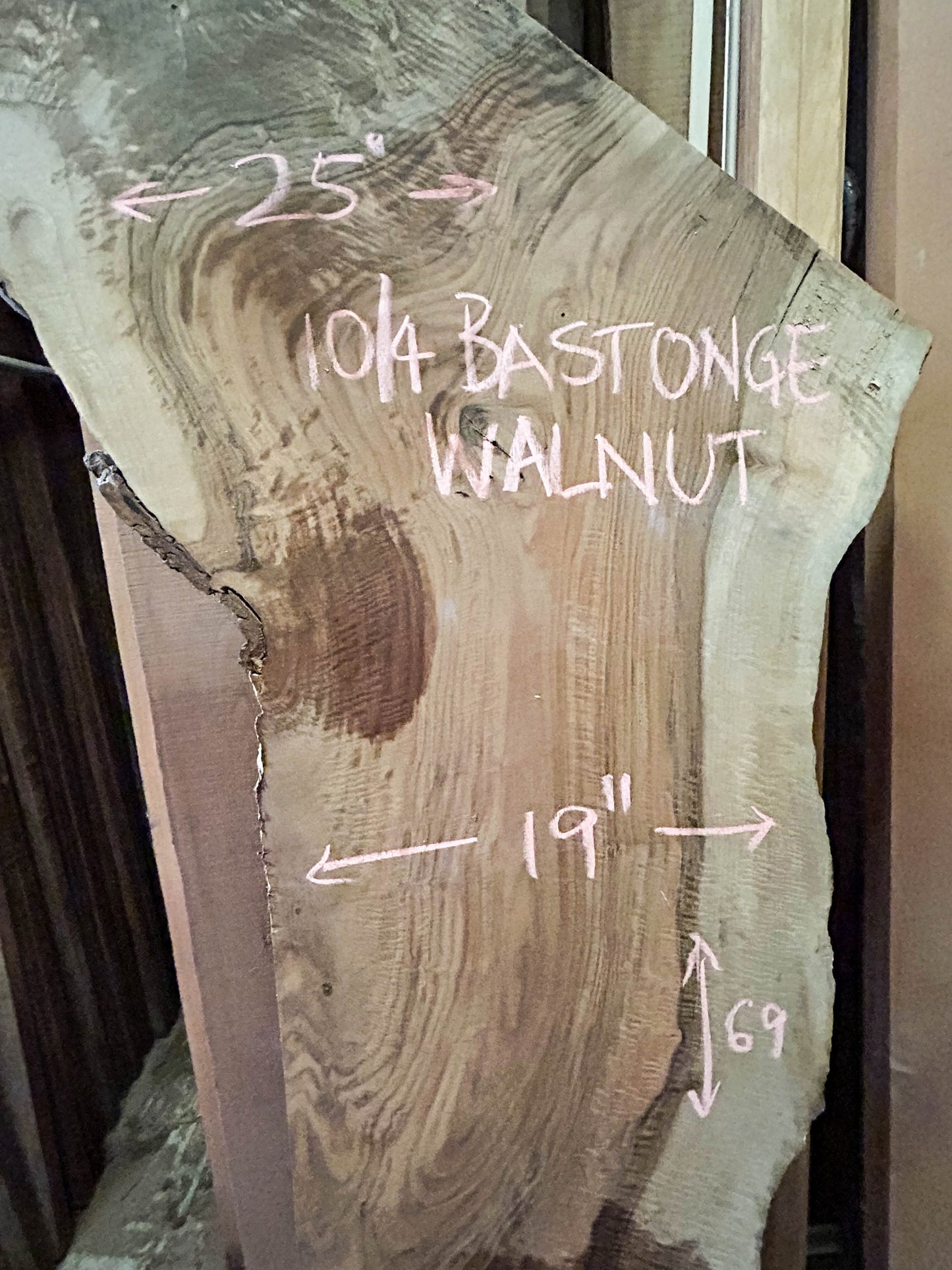 Walnut, Bastogne Live Edge Crotch Slabs - 69"x 16-25" x 2.5" [WE341]
