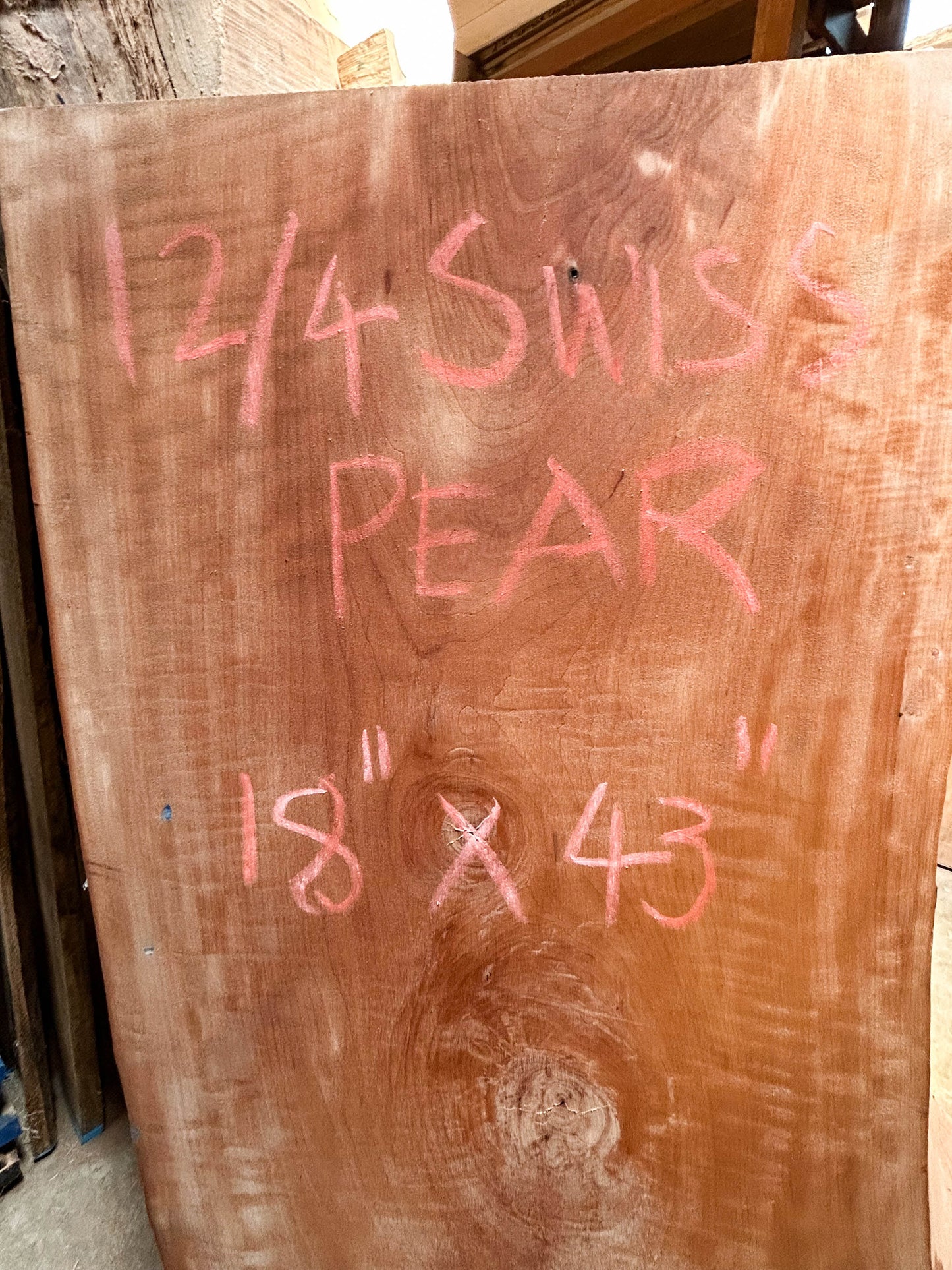 Pearwood, Swiss 12/4 Live Edge Figured Slabs - 43"x 18" x 3" [WE340]