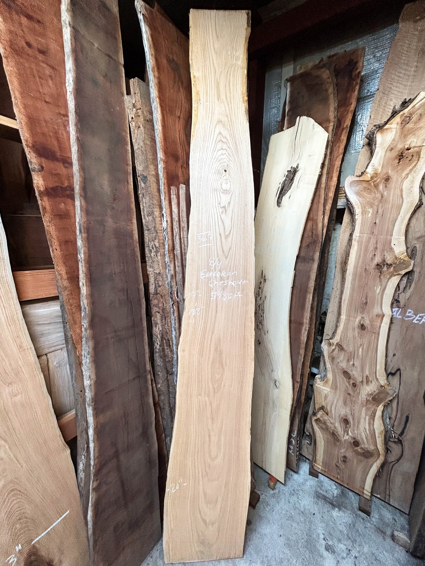 Chestnut, European 8/4 Live Edge  Slabs - 132"x 17-24" x 2" [WE344]