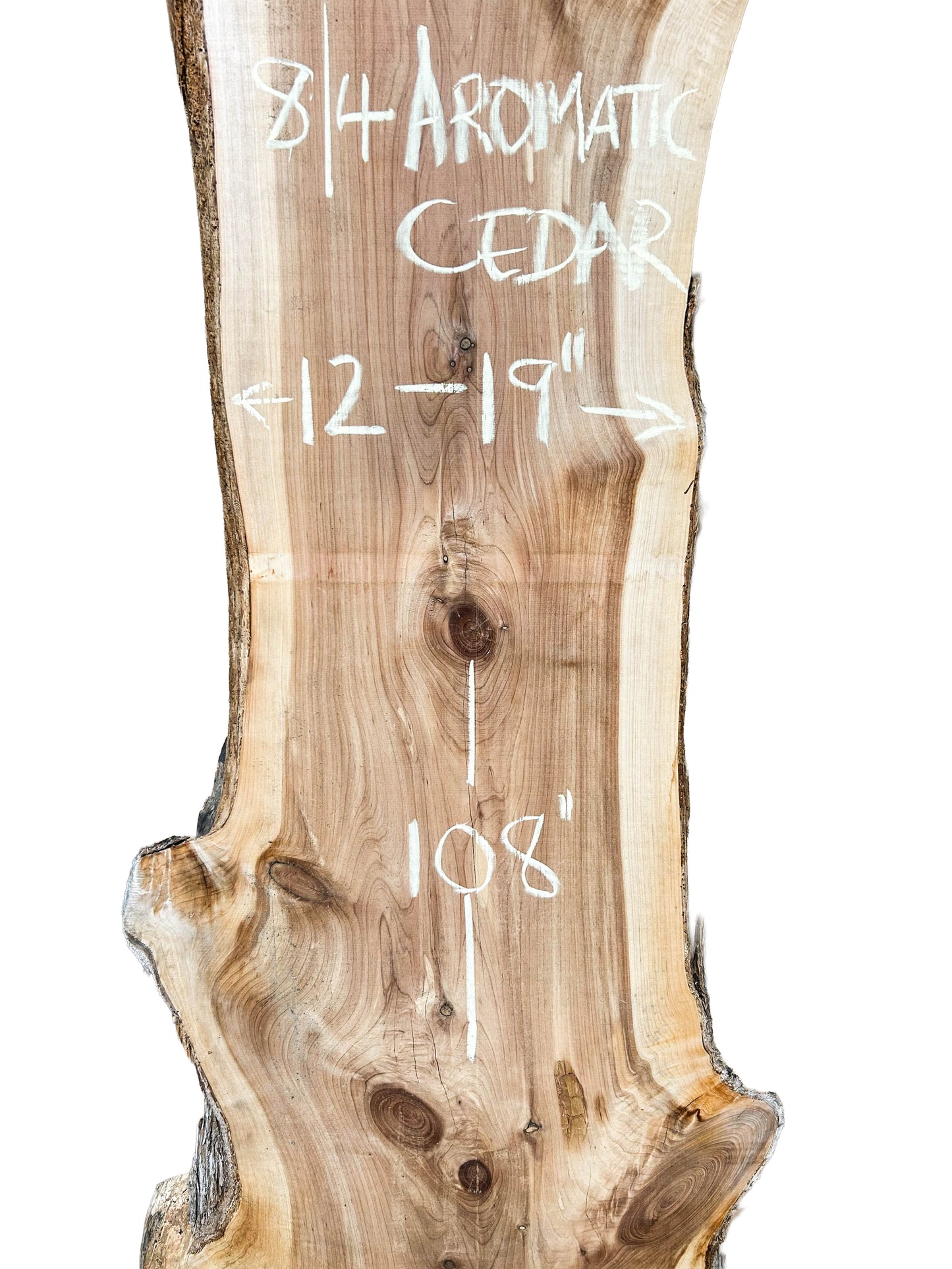 Cedar, Aromatic 8/4 Live Edge Slab - 108"x 12-19"x 2" [WE349]