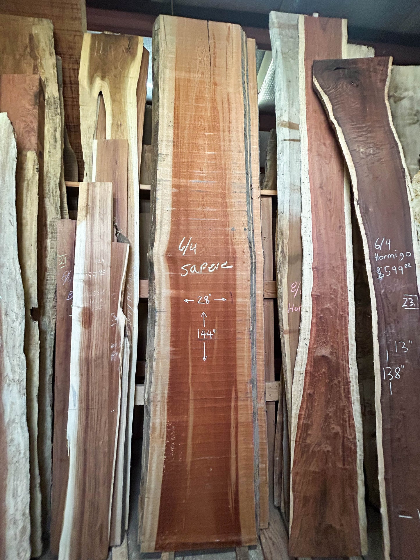 Sapelli, 6/4 Live Edge Slabs - various sizes [WE327]